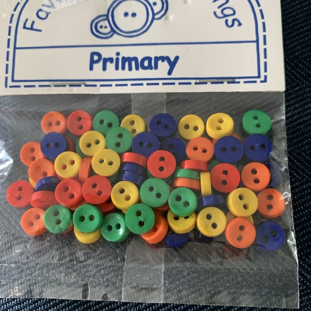 Favorite Findings Multi-Color Primary Colors Miniature Round Flat‎ Buttons 75ct - Picture 3 of 6